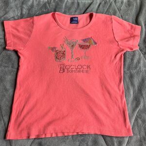 Vintage Y2K “it’s 5 o’clock somewhere” rhinestone bedazzled cotton tshirt medium